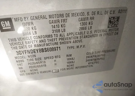 2011 Cadillac Srx Luxury Collection from USA, damaged, VIN 3GYFNDEY8BS608971